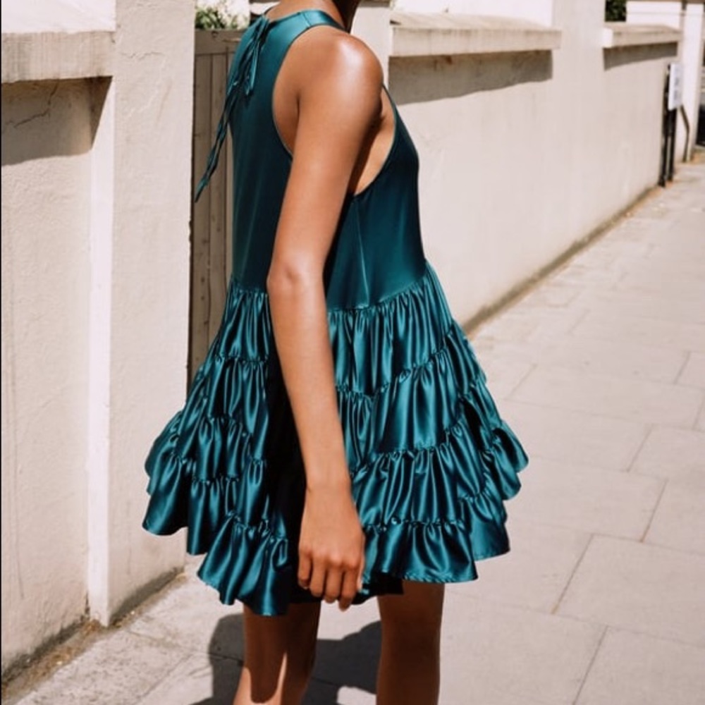 ZARA Ruffled Satin Effect Dress